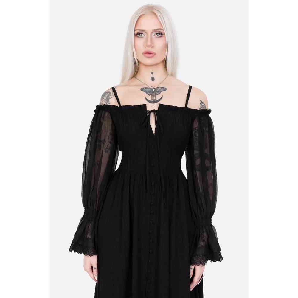 Restyle - NIGHT CALLING Maxi langes Kleid - Schwarz